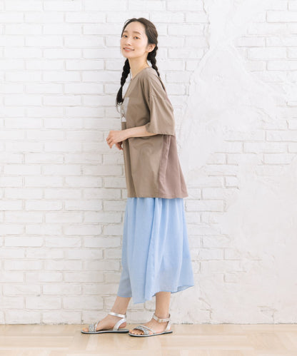 【sabstreet bis】【web限定】 布帛コンビ箔プリントカットソー