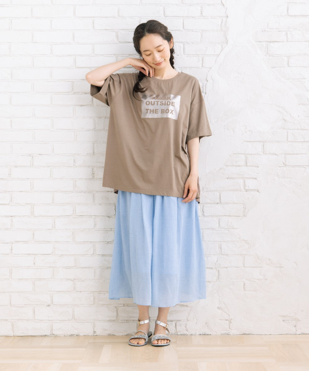【sabstreet bis】【web限定】 布帛コンビ箔プリントカットソー【先行予約】