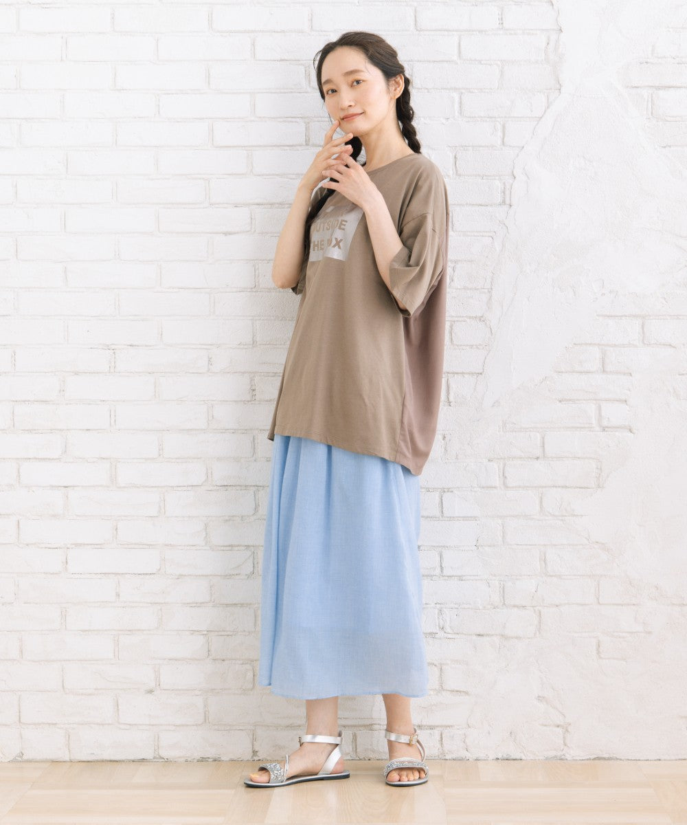 【sabstreet bis】【web限定】 布帛コンビ箔プリントカットソー【先行予約】