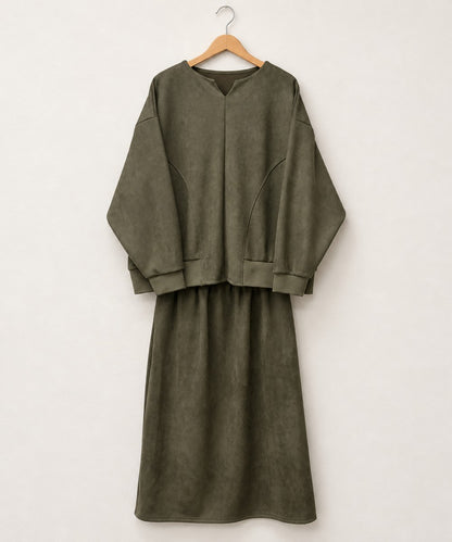 【sabstreet bis】【web限定】 キーネックディアスキンダンボールセットアップ【先行予約】