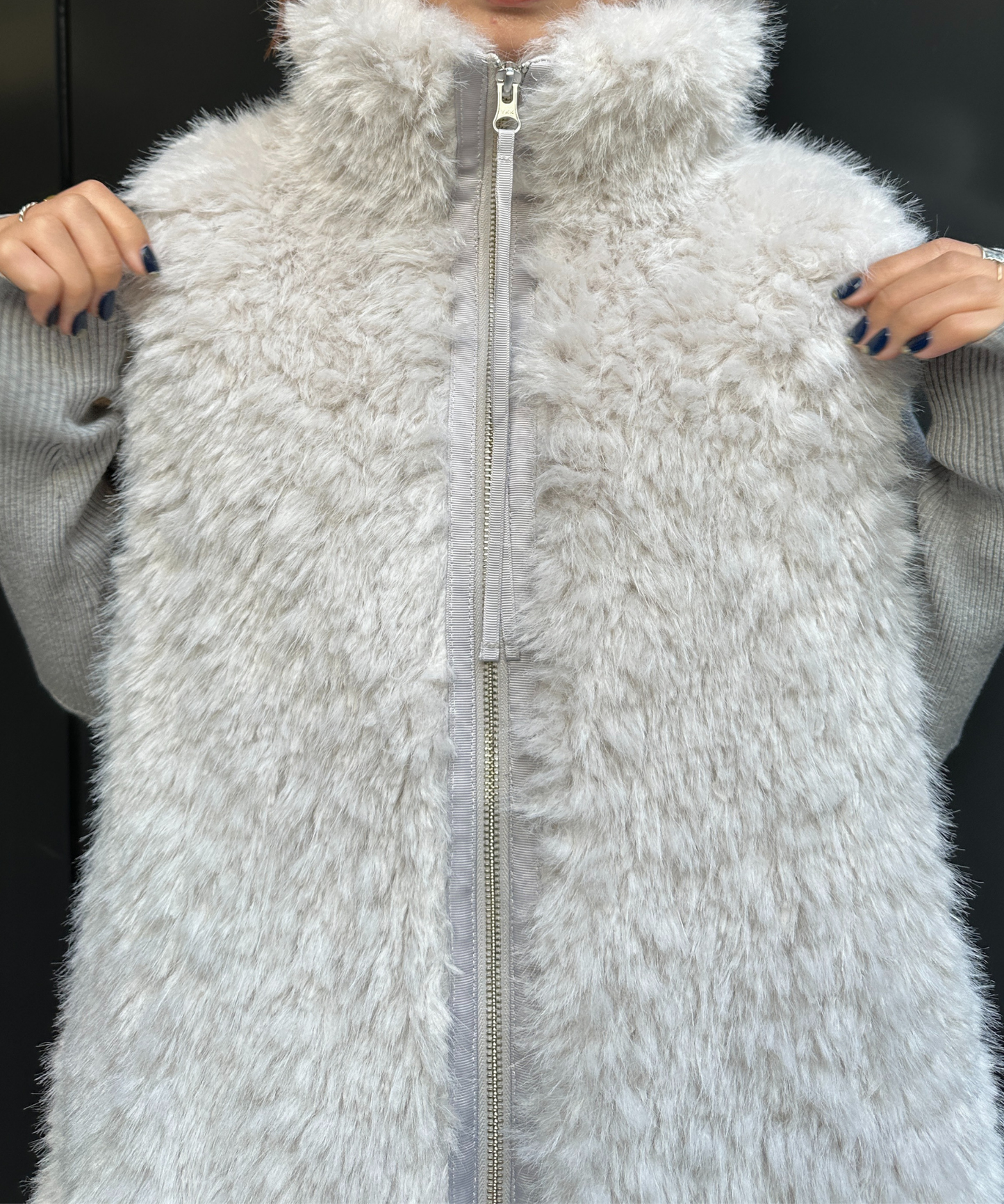 【qout】【R】ロングミックスファーベスト