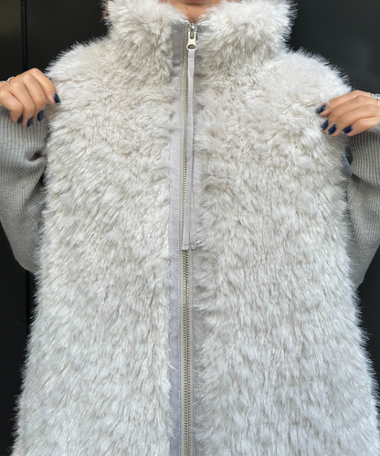 【qout】【R】ロングミックスファーベスト