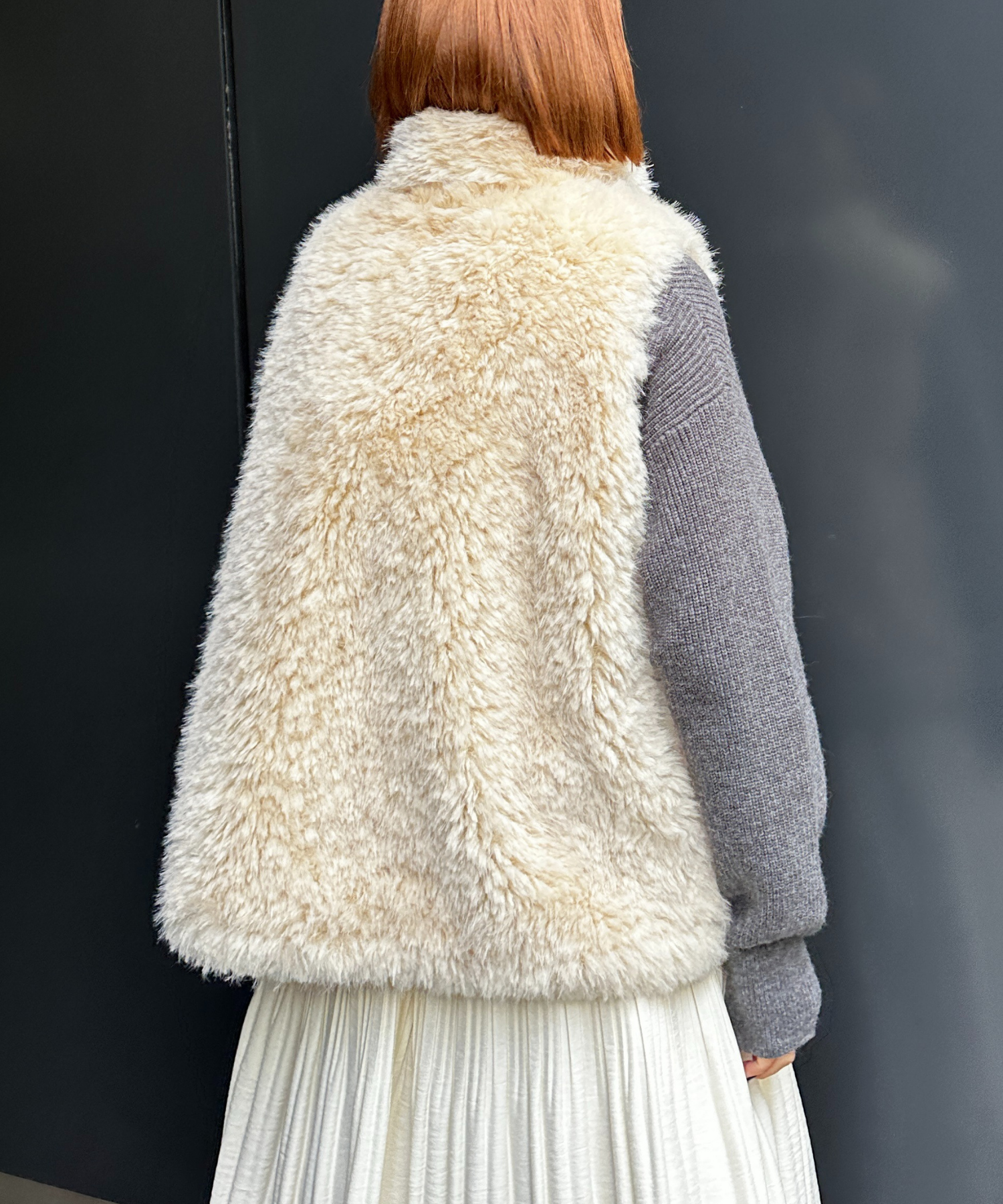 【qout】【R】ロングミックスファーベスト