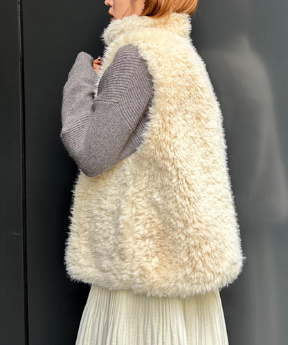 【qout】【R】ロングミックスファーベスト