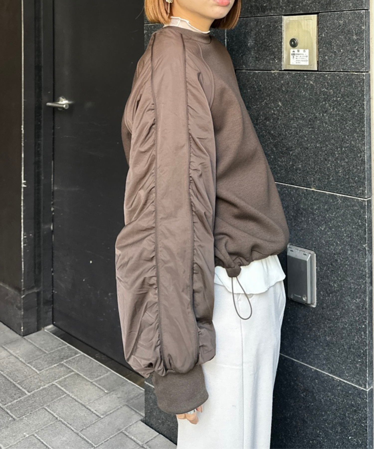 【FONT LAB】ダンボール×ナイロンコンビスウェット