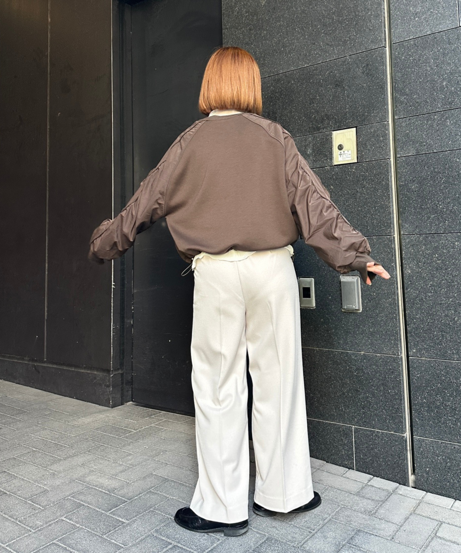 【FONT LAB】ダンボール×ナイロンコンビスウェット