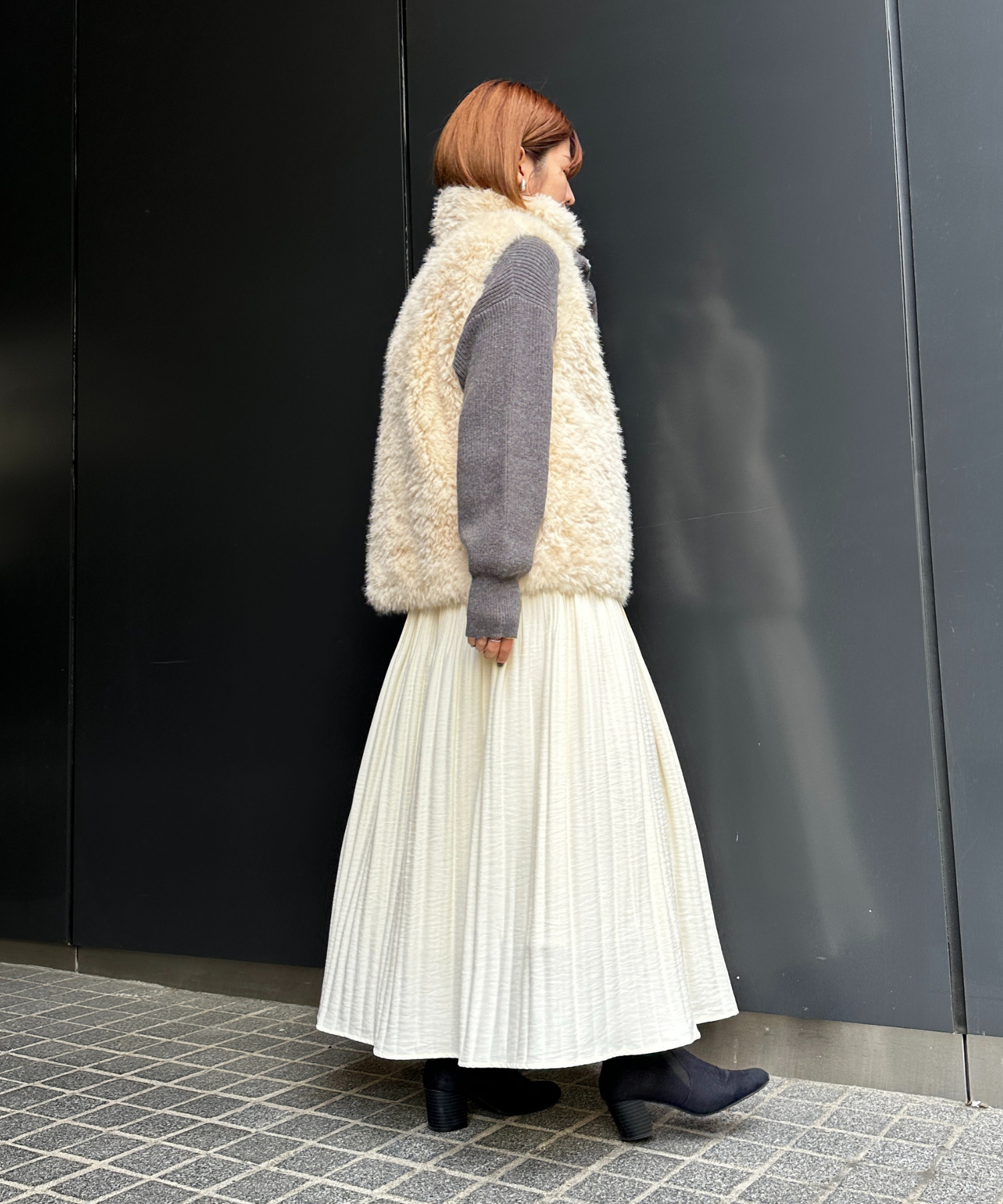 【qout】【R】ロングミックスファーベスト