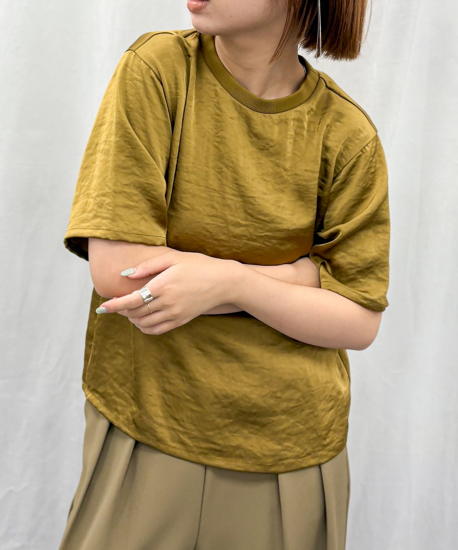 レディース  サテン リブネック トップス｜JETSET SOLO PLUS(ジェットセットソロプラス) 公式通販｜レディース ファッション きれいめカジュアル