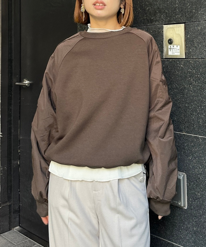 【FONT LAB】ダンボール×ナイロンコンビスウェット