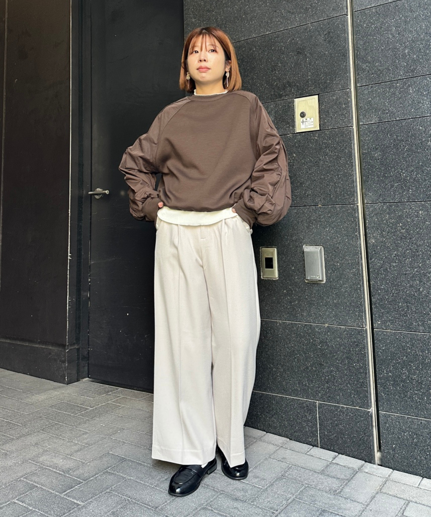 【FONT LAB】ダンボール×ナイロンコンビスウェット