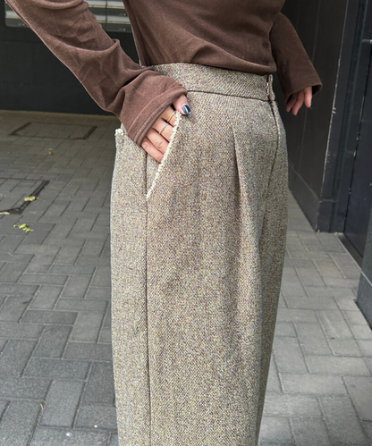 【FONT LAB】ツイードフリンジワイドパンツ