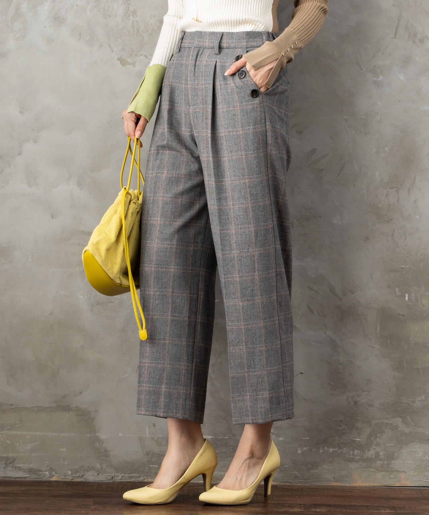 【JETSET SOLO PLUS】両面起毛ポケット釦ワイドパンツ