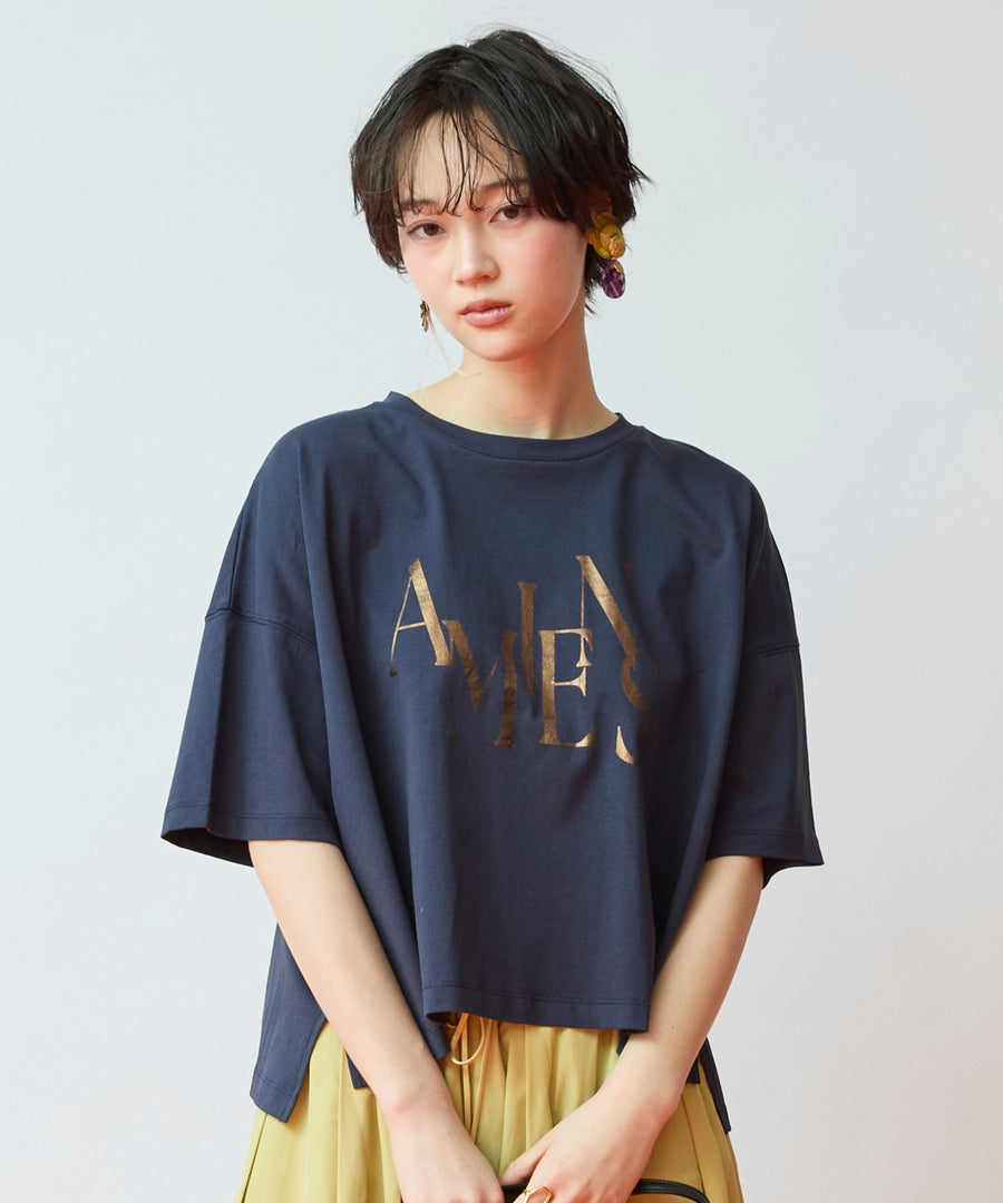【FONT LAB】ワイドシルエットメタリックロゴTシャツ
