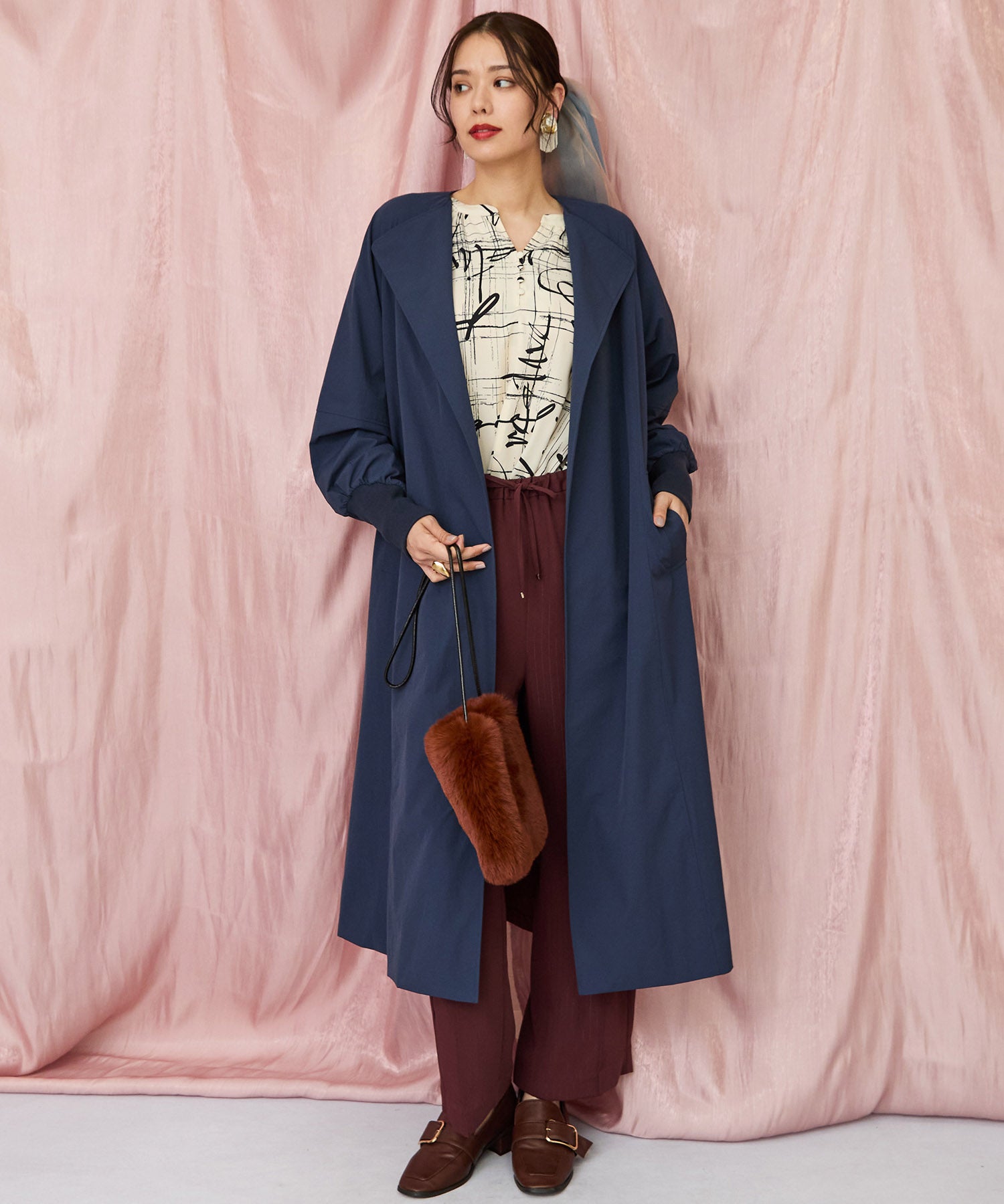 71-5584【FONT LAB】バイカラーリブスリーブコート