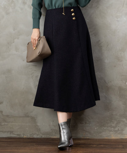 【JETSET SOLO PLUS】ネップツイードボタンデザインスカート