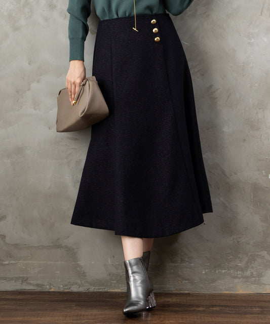 【JETSET SOLO PLUS】ネップツイードボタンデザインスカート