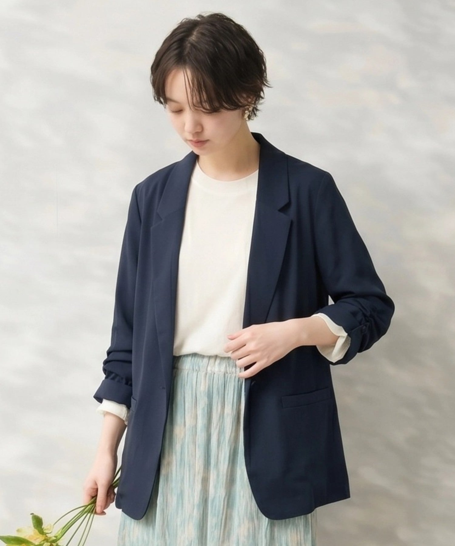 JETSET SOLO PLUS NANOtex®トッパージャケット ネイビー 着用イメージ 正面