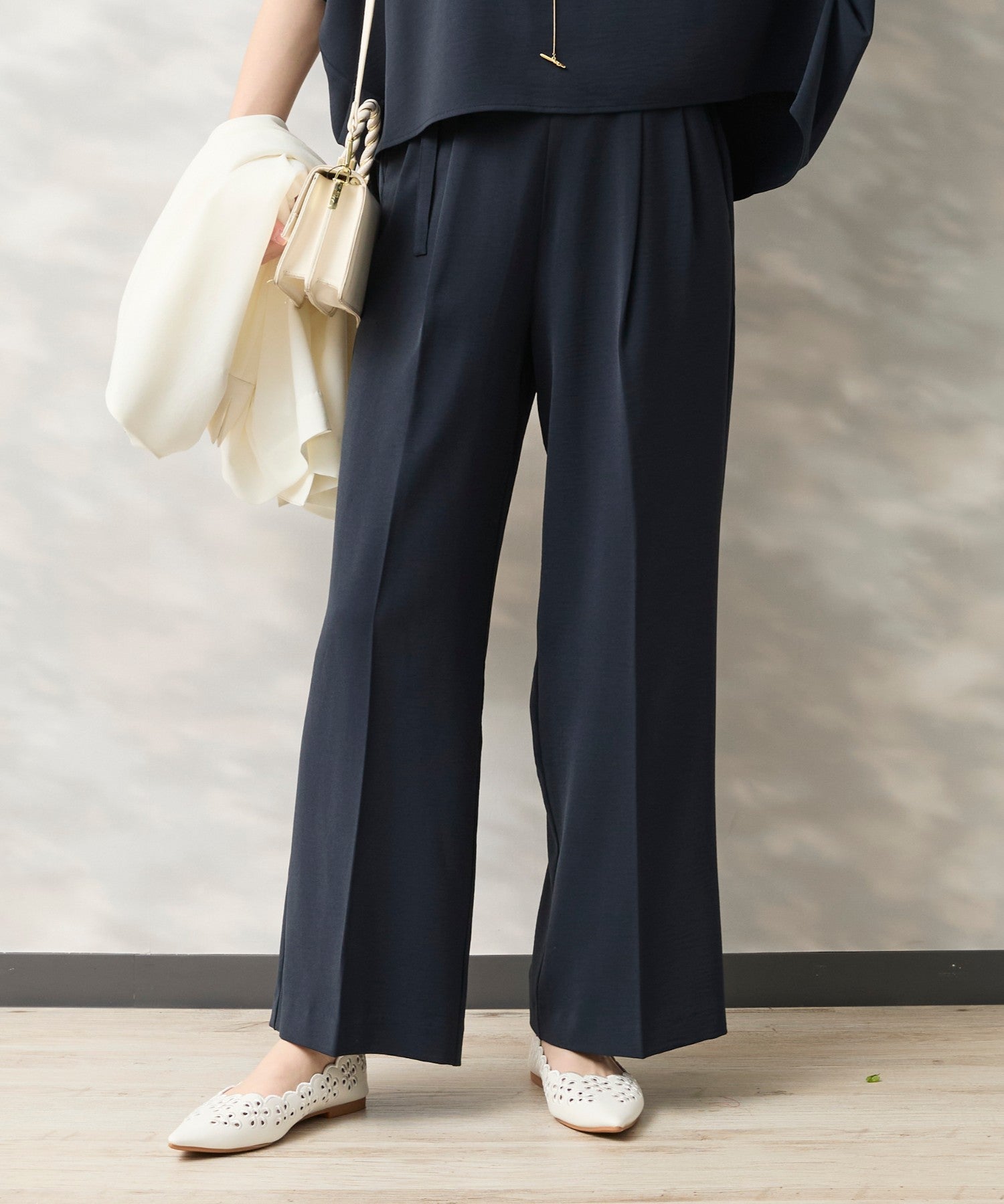 【JETSET SOLO PLUS】ハイストレッチカルゼワッシャーベルト付きパンツ