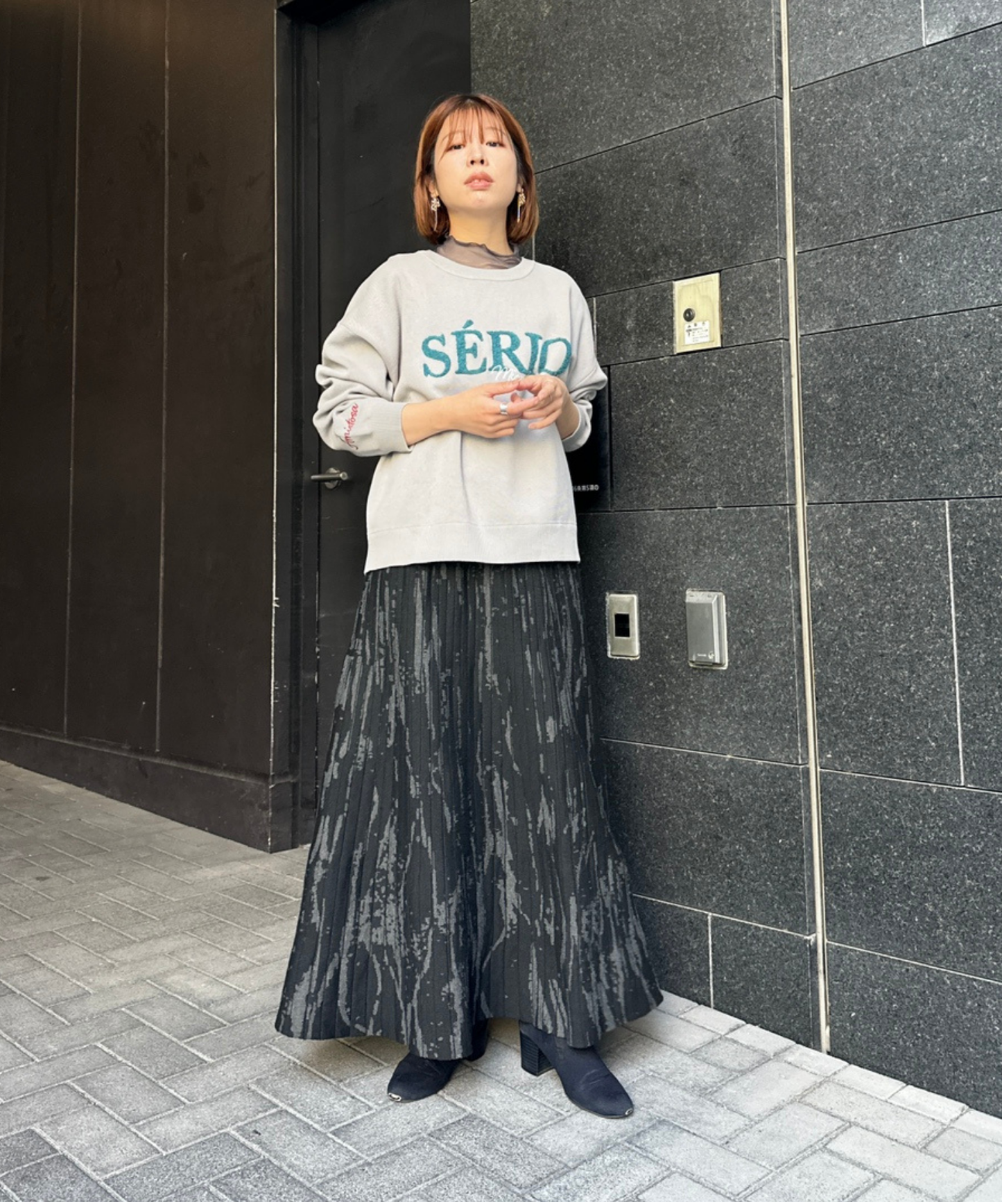 【FONT LAB】シアーベロアチュールコンビハイネック