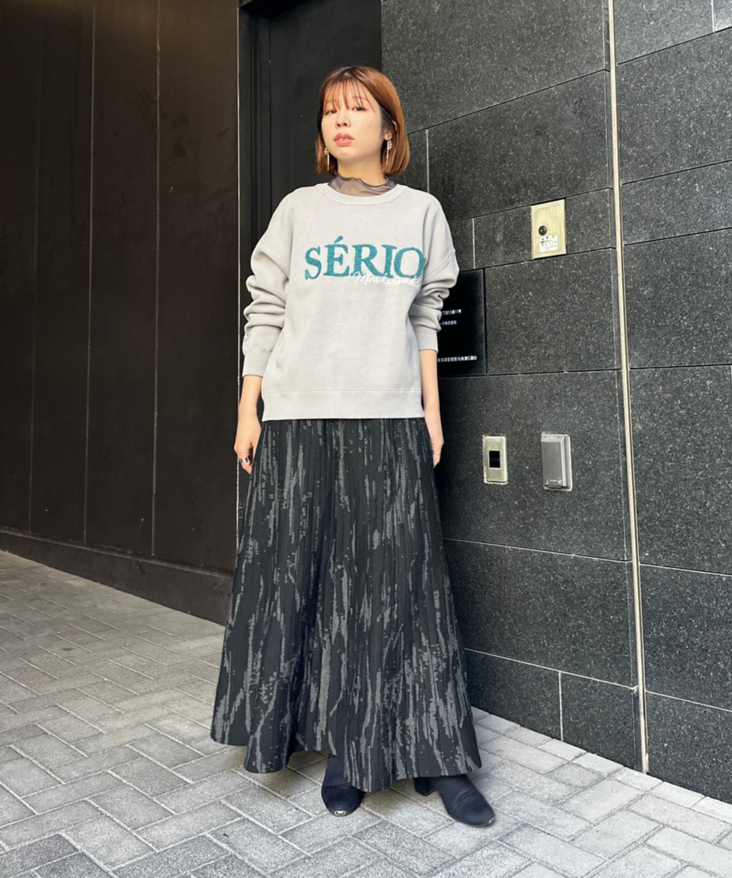 【FONT LAB】シアーベロアチュールコンビハイネック