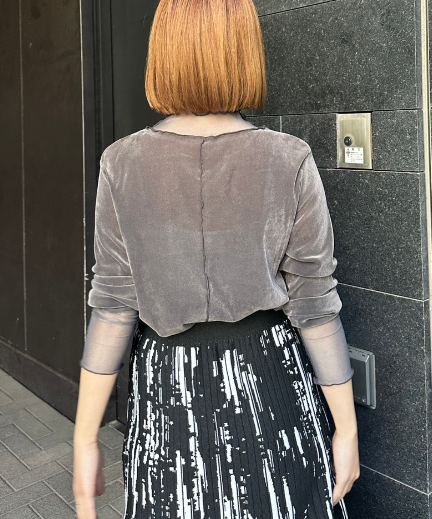 【FONT LAB】シアーベロアチュールコンビハイネック