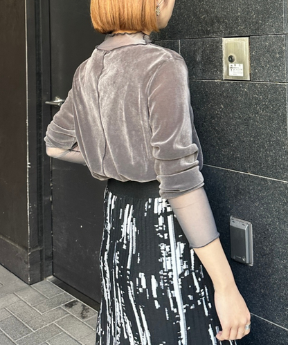 【FONT LAB】シアーベロアチュールコンビハイネック