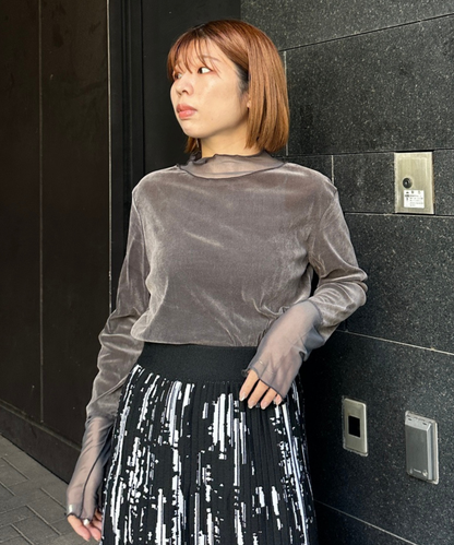 【FONT LAB】シアーベロアチュールコンビハイネック