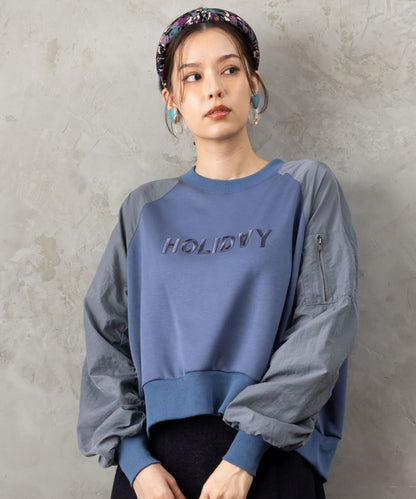 61-5850【FONT LAB】異素材コンビエンブロイダリーロゴスウェット