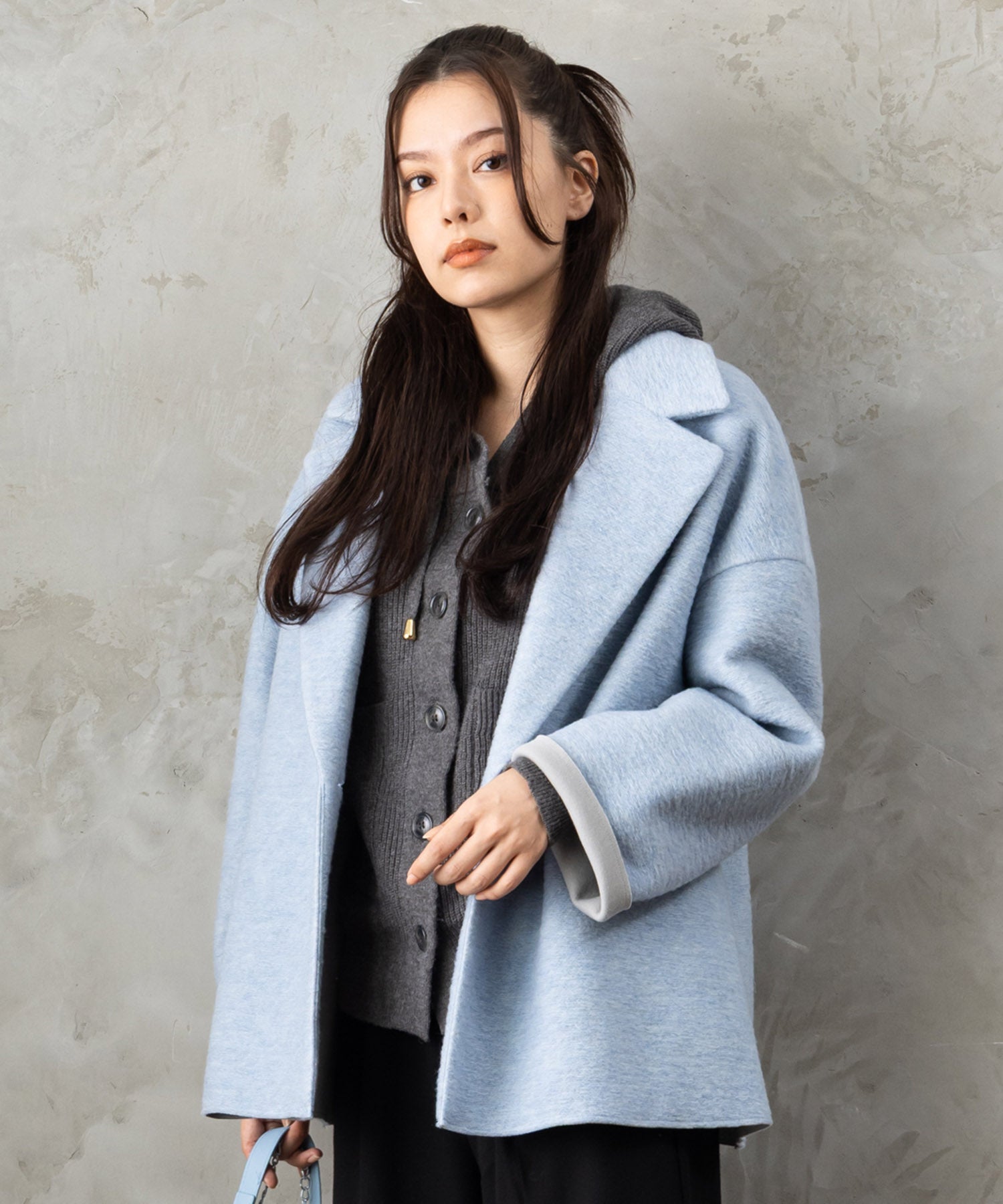 【JETSET SOLO PLUS】LANIFICIO BECAGLIバイカラーボンディングハーフコート