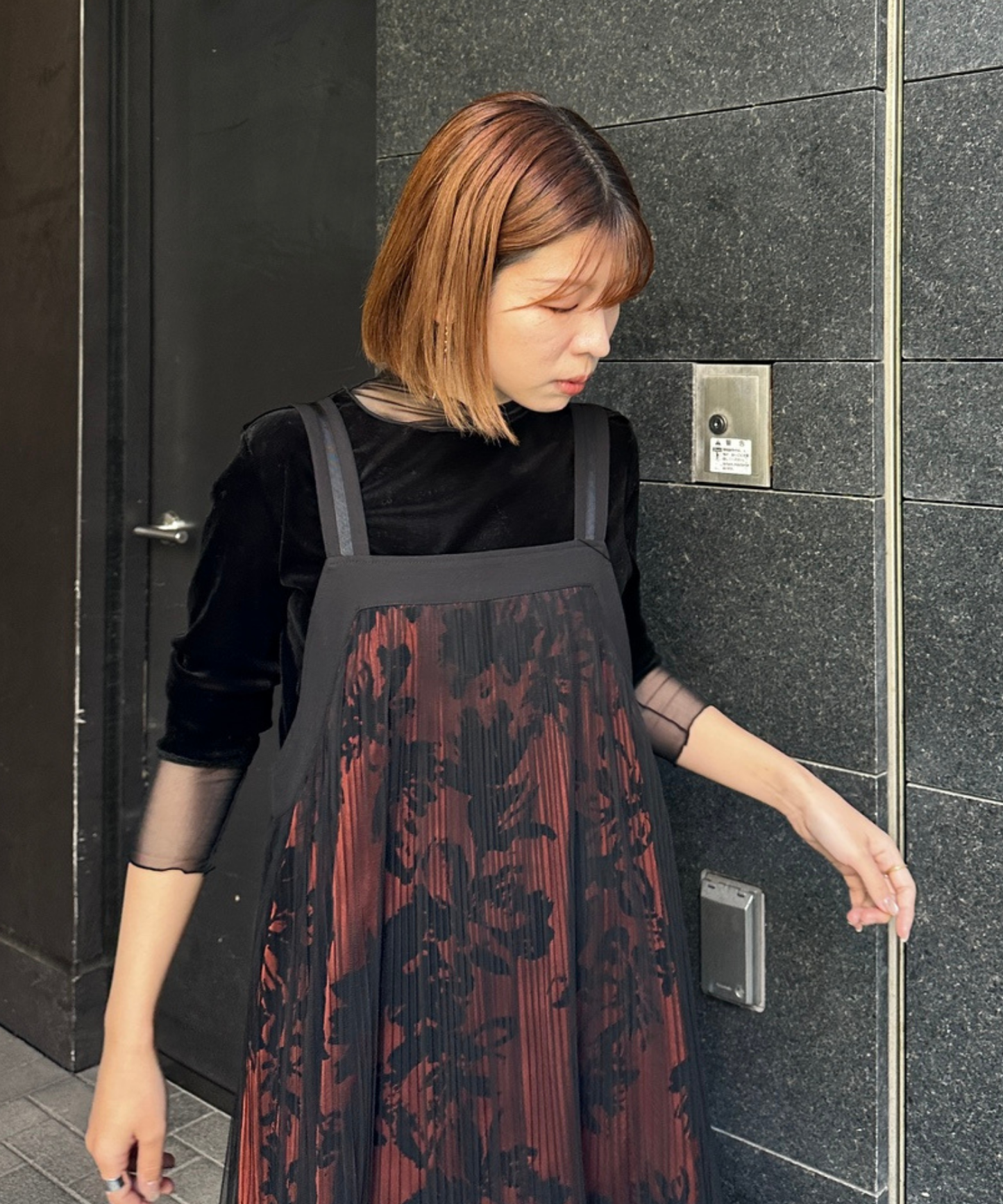 【FONT LAB】シアーベロアチュールコンビハイネック