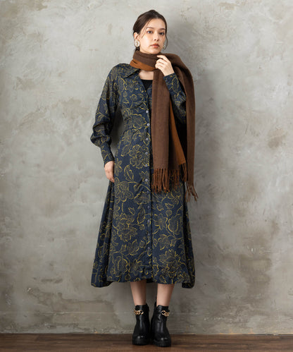 30-6345【WILD PONY】ドットラインフラワーシャツワンピース