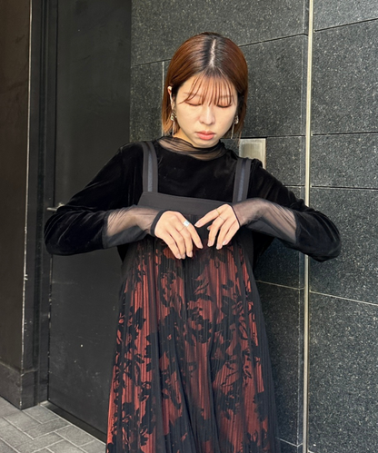 【FONT LAB】シアーベロアチュールコンビハイネック