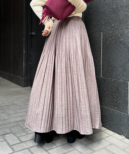 【FONT LAB】ミストウールタッチダブルプリーツスカート