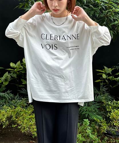 61-5847【FONT LAB】フロッキーロゴシルケットロングTシャツ