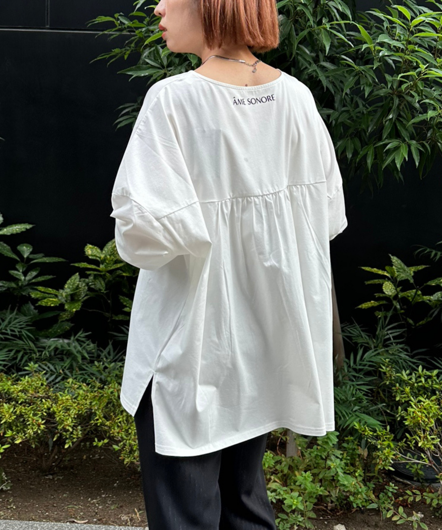 61-5847【FONT LAB】フロッキーロゴシルケットロングTシャツ