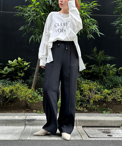 61-5847【FONT LAB】フロッキーロゴシルケットロングTシャツ