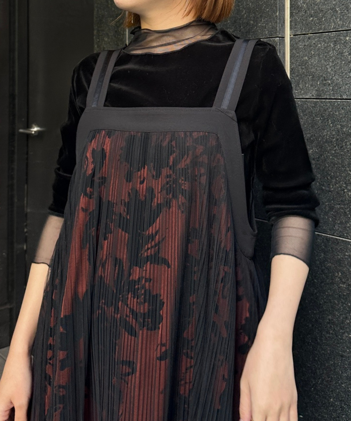 【FONT LAB】シアーベロアチュールコンビハイネック