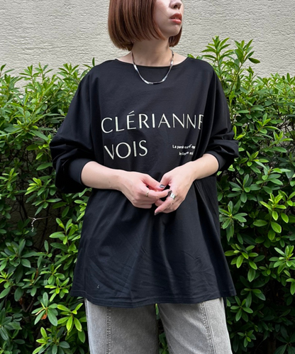 61-5847【FONT LAB】フロッキーロゴシルケットロングTシャツ