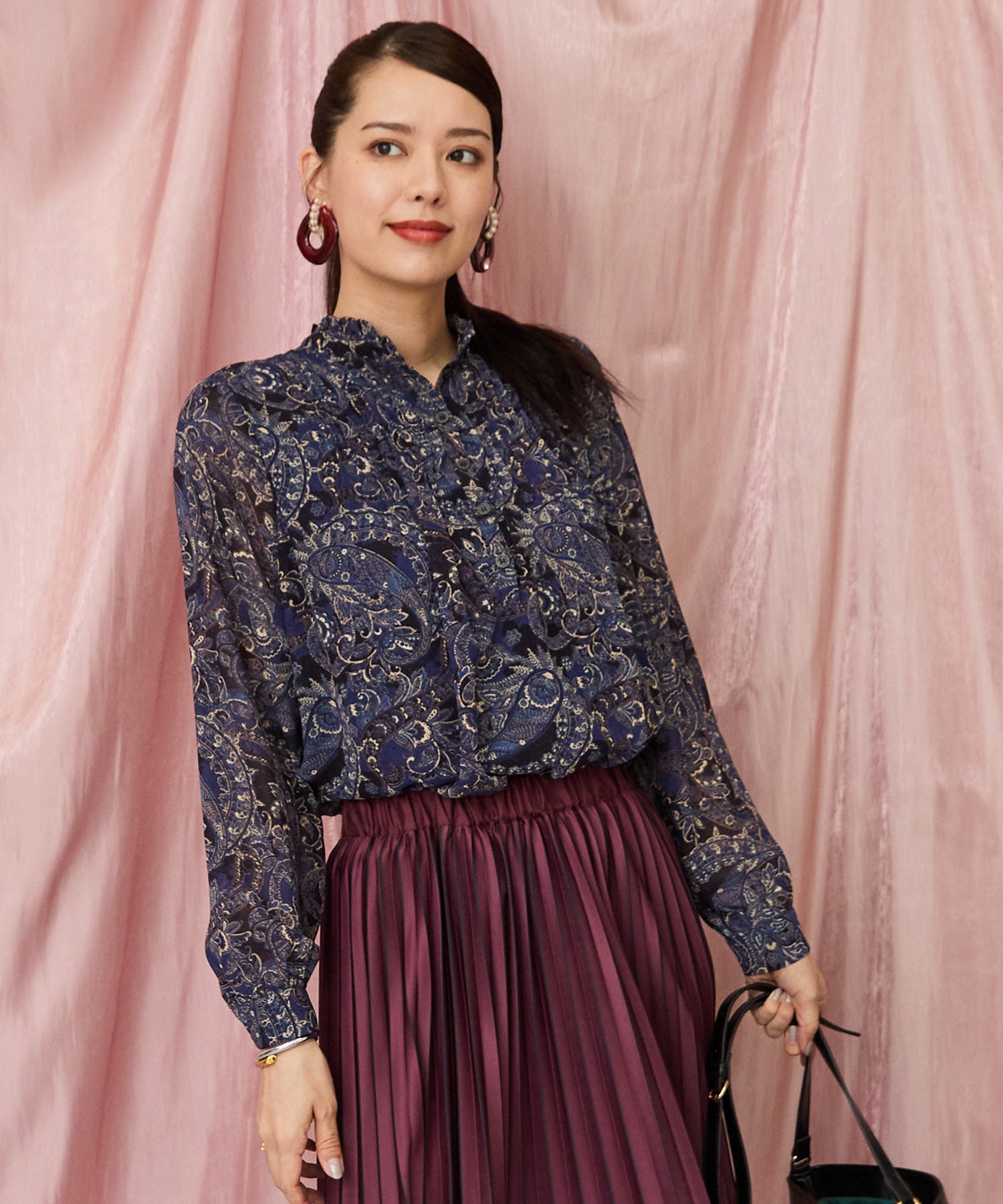 レディース WEB限定 ブラウス ペイズリー柄 ピンタック｜JETSET SOLO PLUS(ジェットセットソロプラス) 公式通販｜レディース ファッション きれいめカジュアル