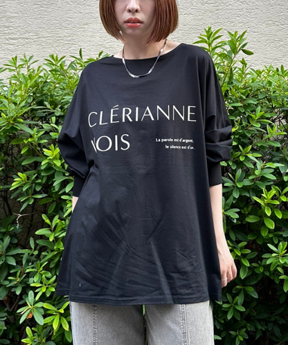 61-5847【FONT LAB】フロッキーロゴシルケットロングTシャツ