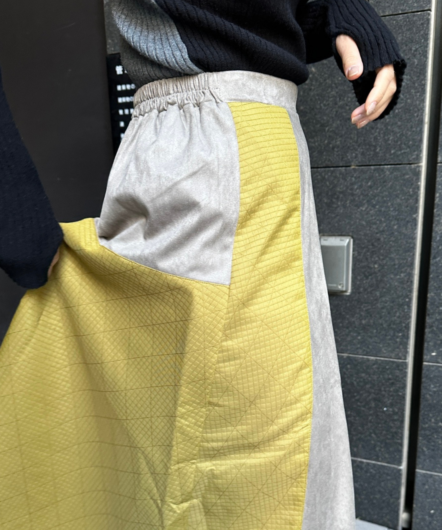 【FONT LAB】異素材コンビスウェードスカート