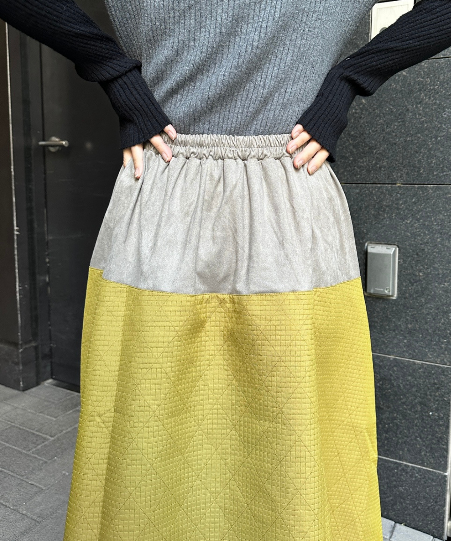 【FONT LAB】異素材コンビスウェードスカート