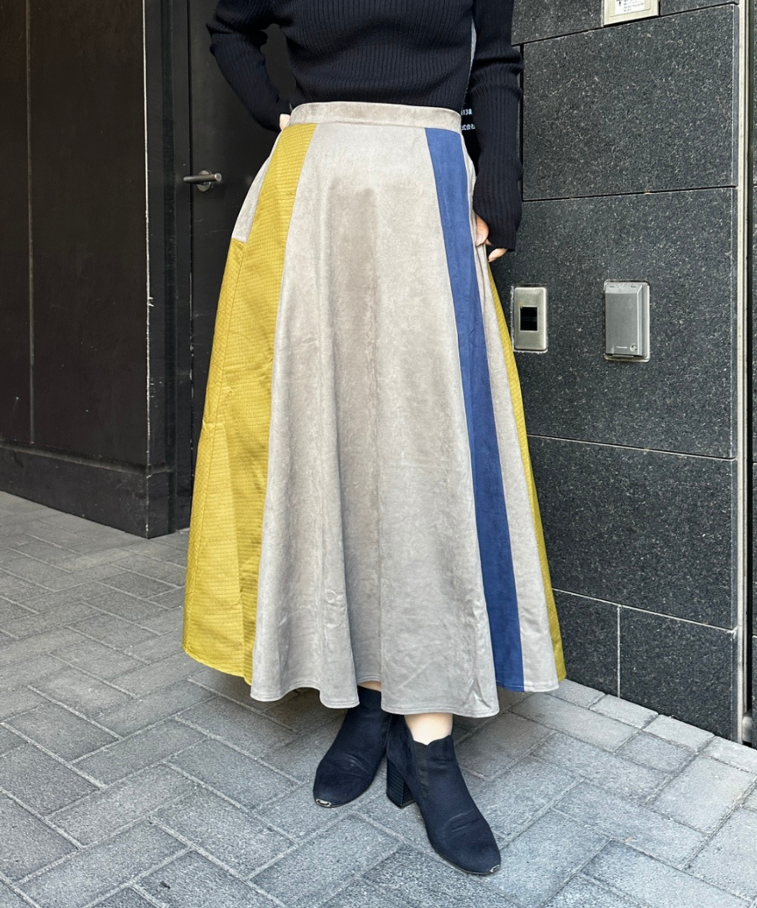 【FONT LAB】異素材コンビスウェードスカート