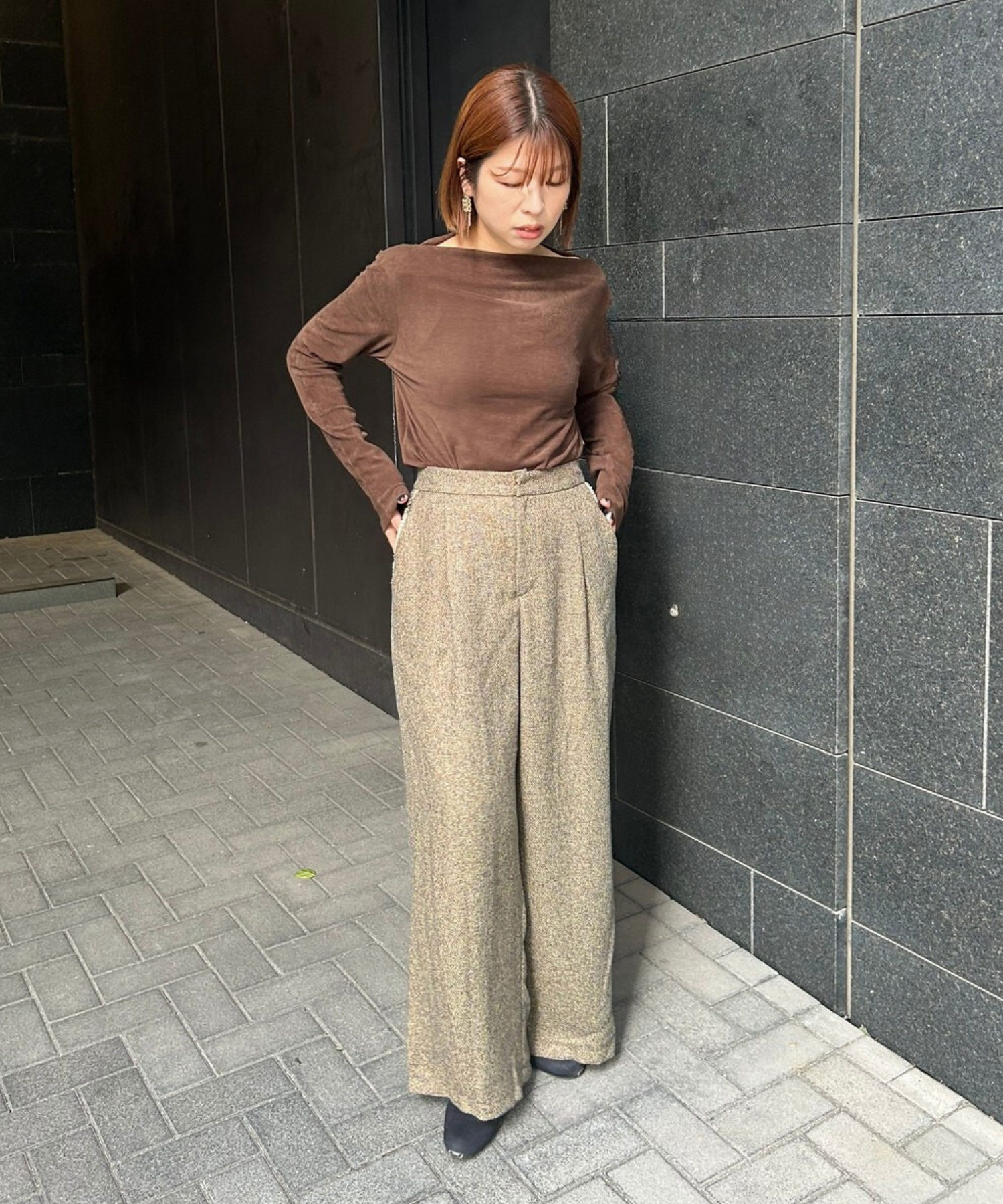 【JETSET SOLO PLUS】マットベロアボートネックカットソー