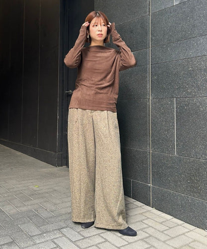 【FONT LAB】ツイードフリンジワイドパンツ