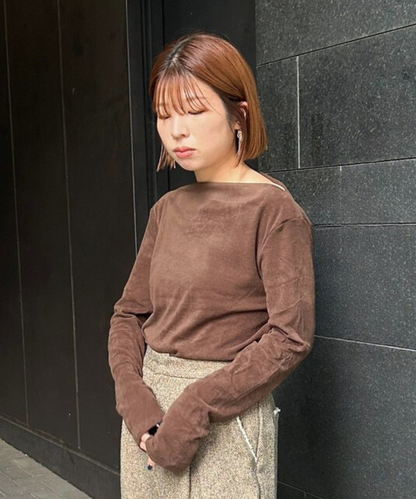 【JETSET SOLO PLUS】マットベロアボートネックカットソー