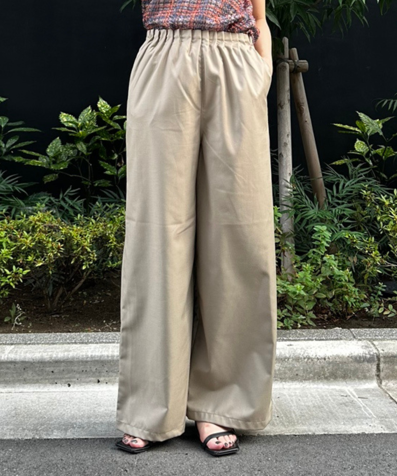 12-5890【FONT LAB】ウエストタックワイドパンツ