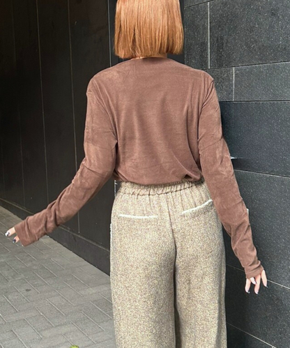 【JETSET SOLO PLUS】マットベロアボートネックカットソー