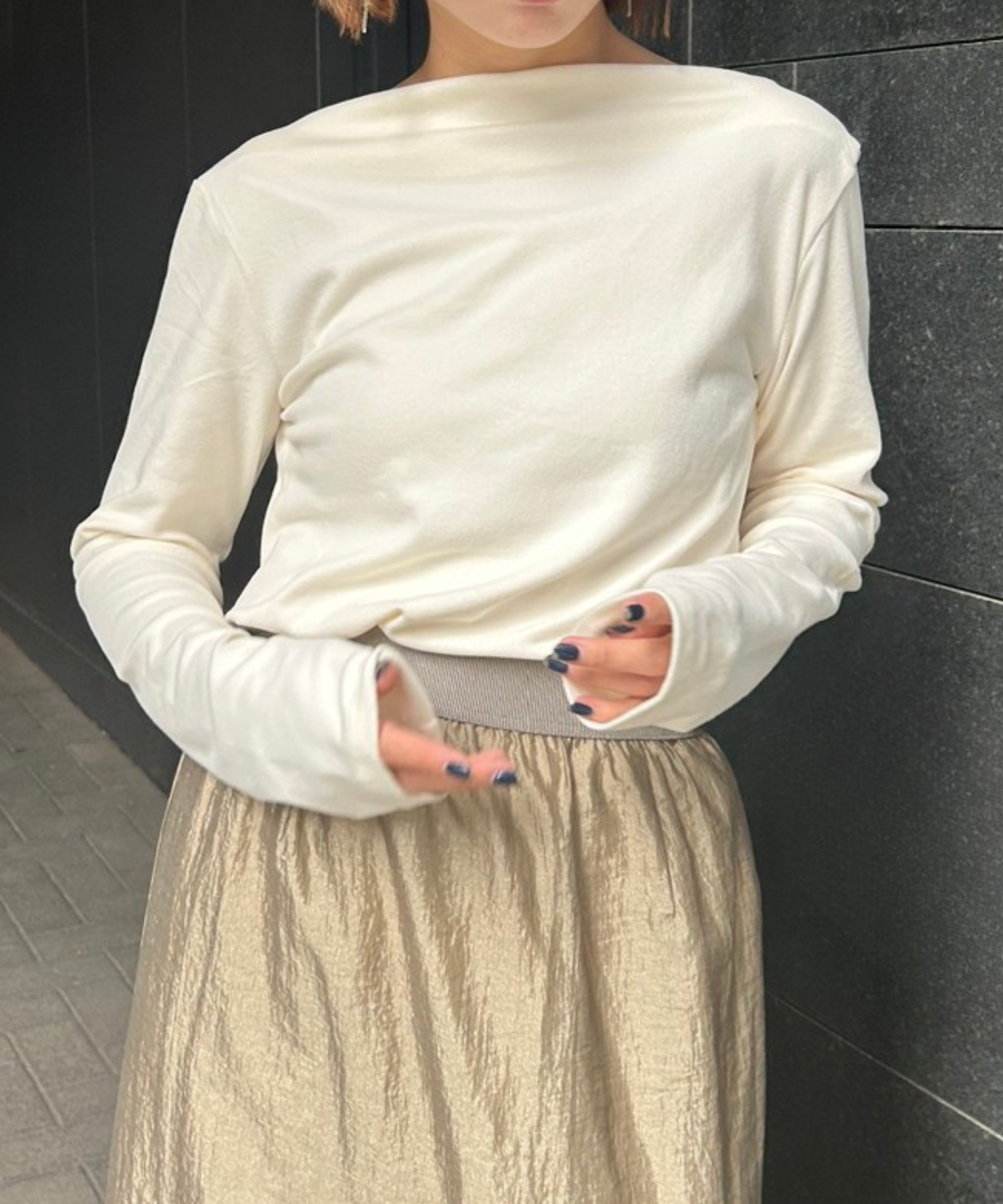 【JETSET SOLO PLUS】マットベロアボートネックカットソー