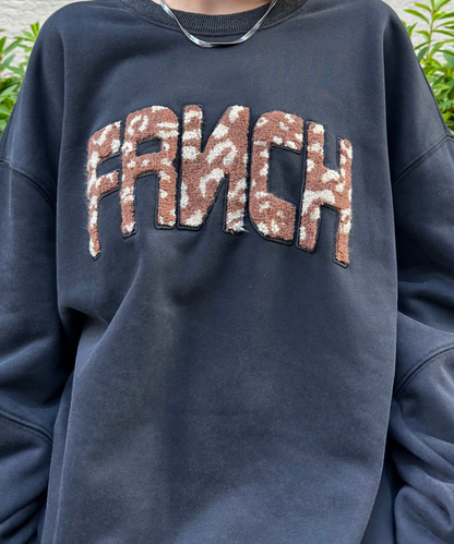 61-5842【FRNCH】レオパードデザインロゴスウェット